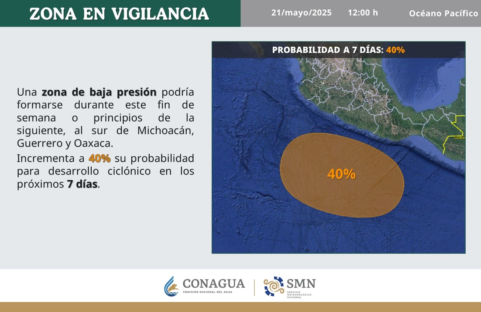 Vigilan SMN formación del primer ciclón tropical frente a Costas de Guerrero