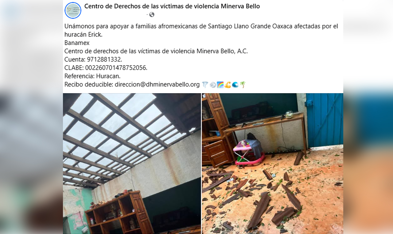 El Centro de Derechos Humanos Minerva Bello llevará más de 2 Toneladas de Ayuda a Afectados por Huracán Erick